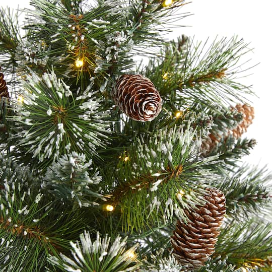 2ft. Pre-Lit Frosted Pine Artificial Christmas Tree with Pinecones, Clear LED Lights